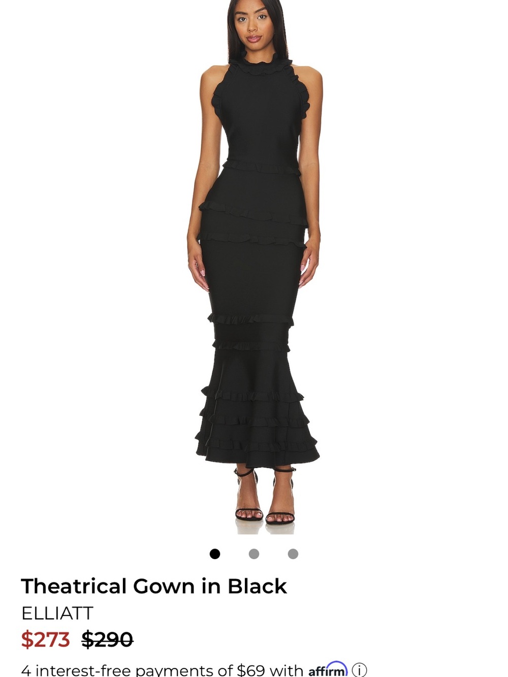 Elliatt Black Ruffled Mermaid Maxi Dress